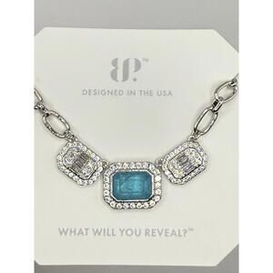 Bomb Party  Light Blue Quartz CZ The Center Still Moves Necklace